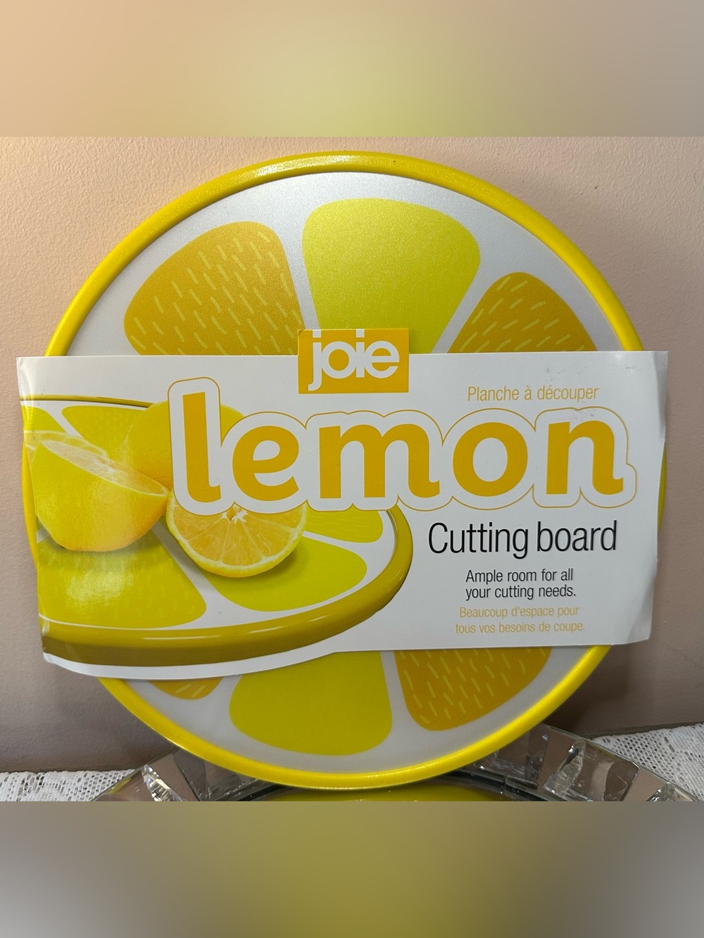 Joie Lemon Graphic Round Cutting Board - Yellow